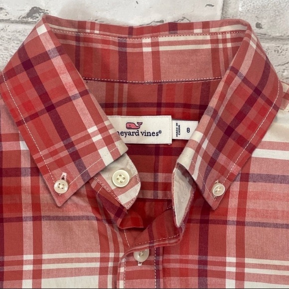 Vineyard Vines Red Purple Plaid Long Sleeve Button Collar Shirt 8 LNWOT - Picture 8 of 10